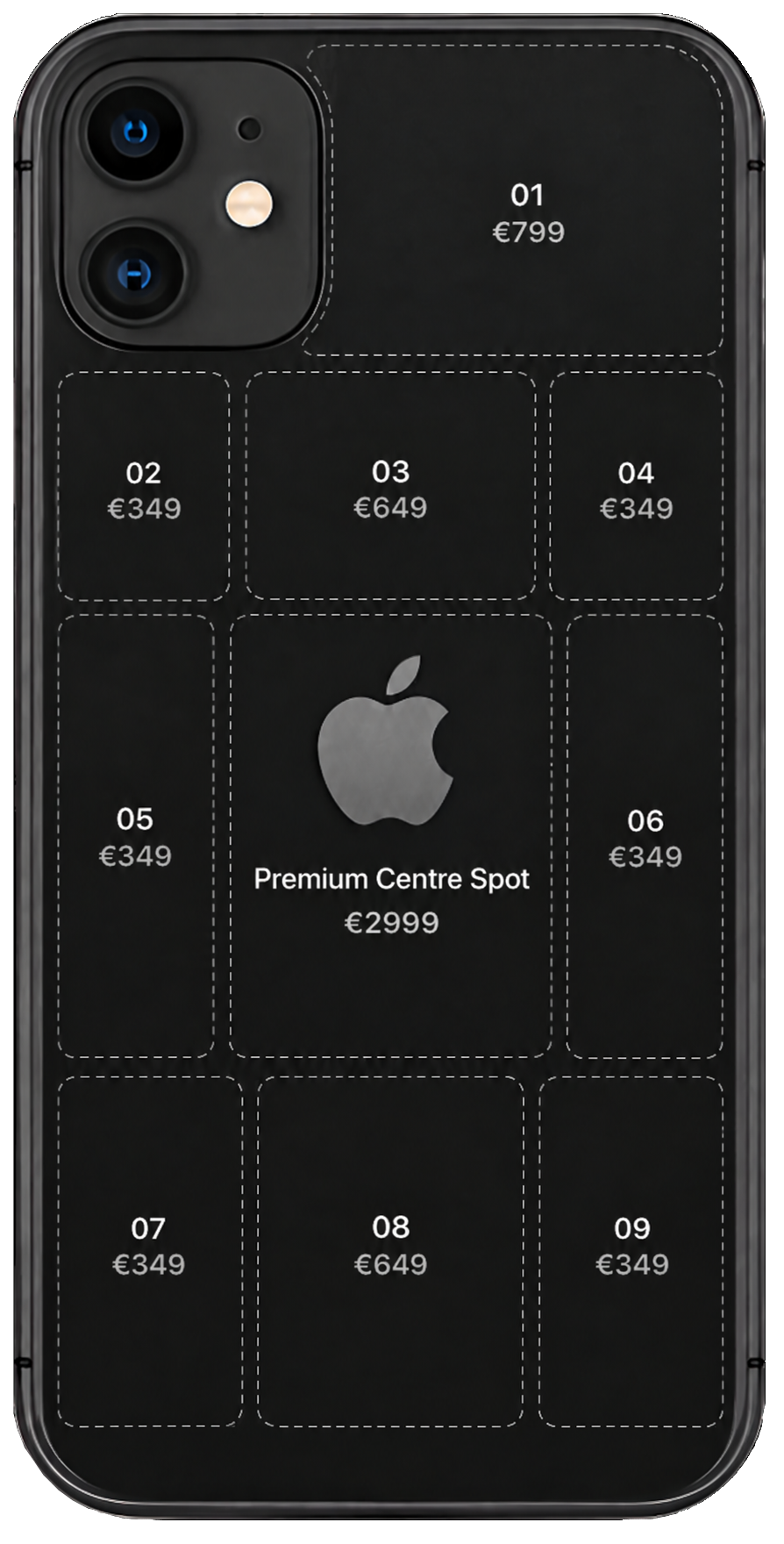 iPhone with ten sticker spots